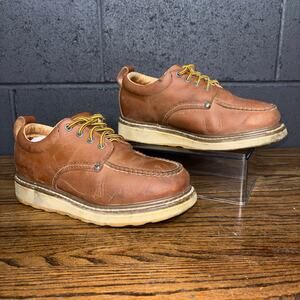 DieHard Men’s 7.5D Leather Oxford Work Shoes Brown Moc Toe Lug Sole